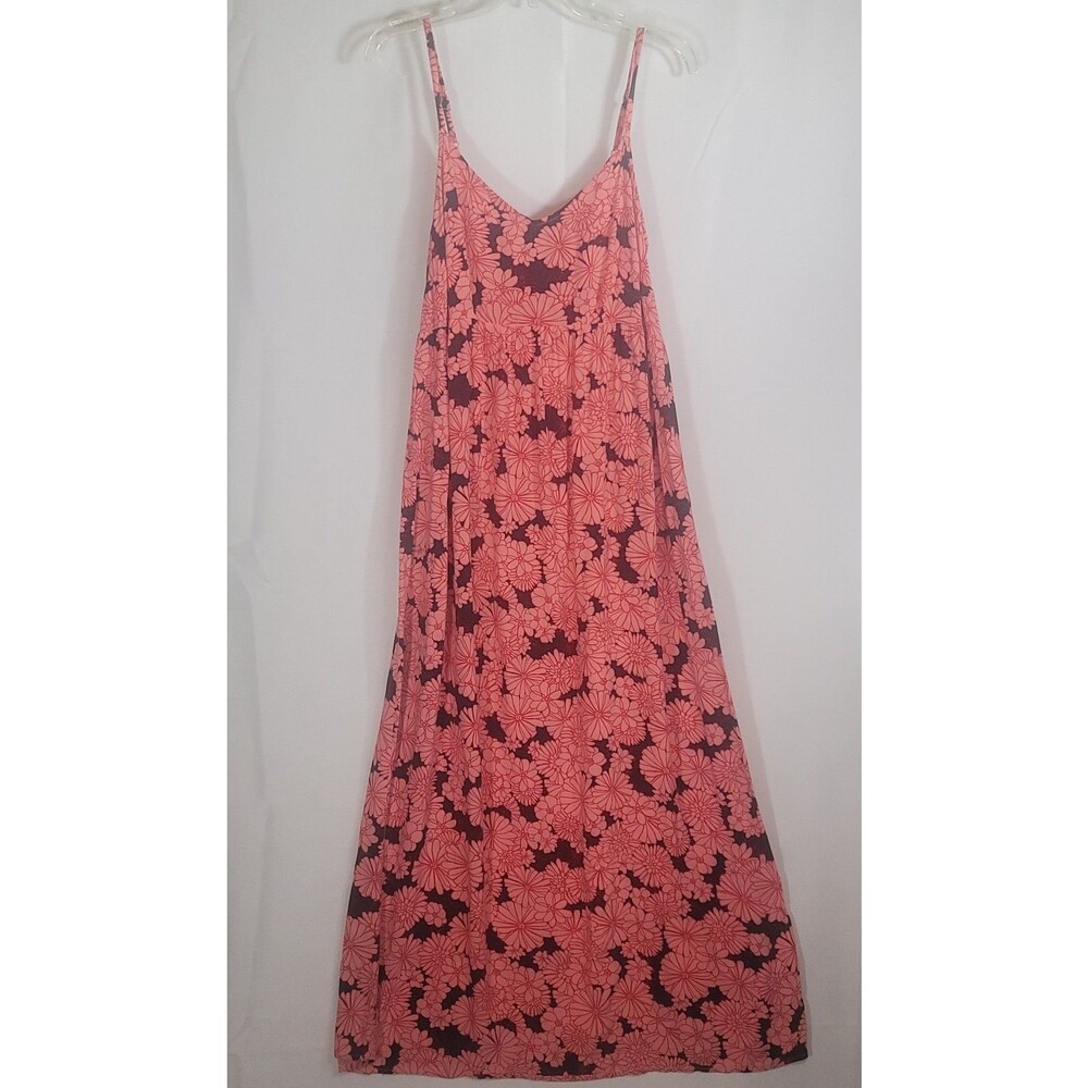 Ingrid & Isabel Pink & Black Floral Maxi Dress With Keyhole Tie Back, Size Med